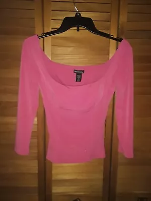 Moda International SZ XS Pink LowCut Balconet Tight Fit Knit Top Long Sleeve • $19.99