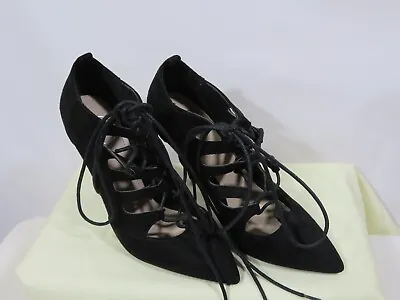 MissGuided Ladies Shoes UK Size 5 Black Suede Laced High Heel Sexy New No Tags • £8.50