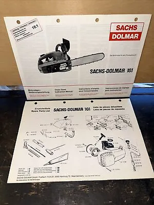 Sachs Dolmar 101 Chainsaw ( Parts List & Instruction Manual ) Original Copy’s! • £19.42