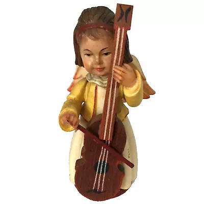 Toriart Angel Figurine Wooden Handcrafted Italy Cello Player Angel Vintage 1970 • $18.50