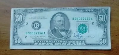 1977 Vintage 50 Dollars Banknote Error Of Center In Front  • $75