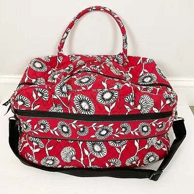 VERA BRADLEY Red Floral Deco Daisy GRAND TRAVELER BAG Weekender Luggage Travel • $39.95