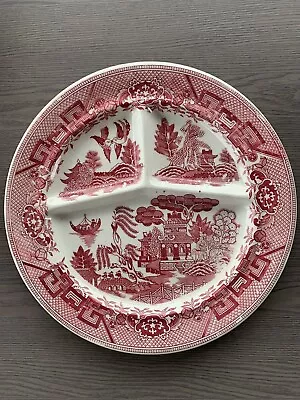 Moriyama Red Willow Divided Grill Plate Stamped Made In Japan 10 5/8” • $15