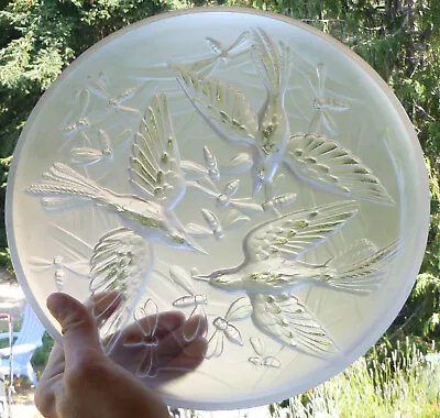 Vintage Verlys Bird's Bees Frosted Art Glass Bowl Signed. • $95