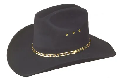 Western Cowboy Hat - Fitted Or Elastic S/M L/XL - Black Faux Felt - Wide Brim • $49.99