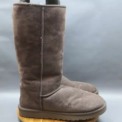 UGG Classic Tall Boots Womens Size 10 Brown Suede Sheepskin Shoes 5815 • $47.99