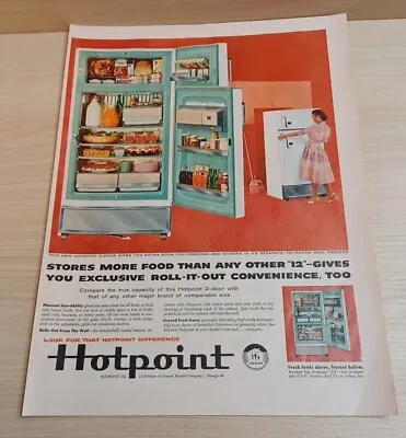 Hotpoint Refrigerator Freezer 1958 Vintage Print Ad Life Magazine • $6.99