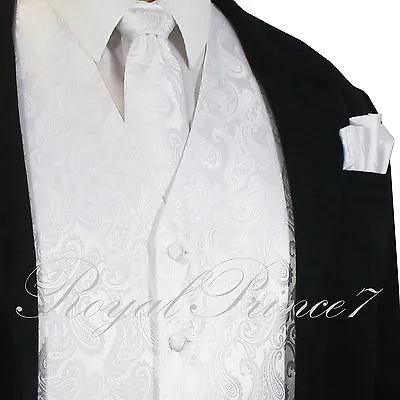 XS To 6XL Paisley Design Tuxedo Suit Dress Vest Waistcoat & Necktie Set Wedding • $25.33