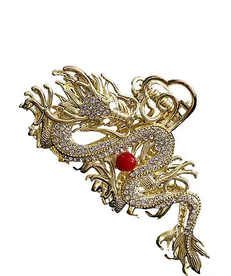 NEW Year Of The Dragon Hair Claw Hair Clip Hair Accessory Rhinestones Gold Tone • $5