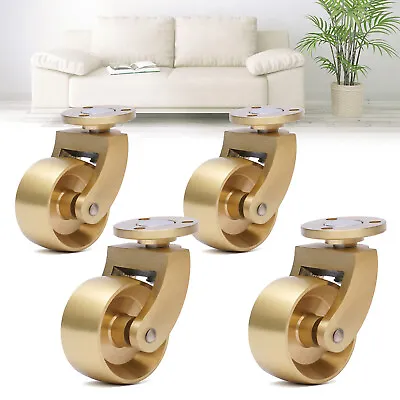 4 Vintage Style SOLID BRASS Strong Swivel Caster Wheels Brass Round Heavy Duty • $39.69