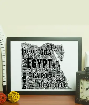 Personalised Egypt Word Art Map - Egyptian Word Art Gift - Add Your Own Words • £19.95