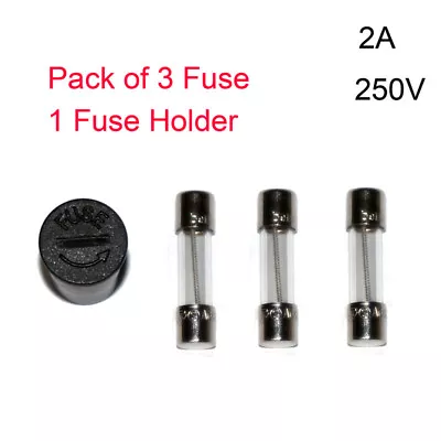 For Logitech Z-2300 Z-5500 Z-680 Fuse Holder Cap & 3PCS 2A 250V Fuse Replacement • $12.49