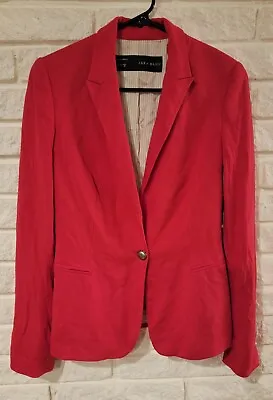 Zara Basic Womens Red Suit Jacket Blazer Size S False Pockets Very Soft Has Flaw • $20.80