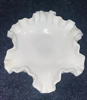 Vintage Fenton Hobnail Milk Glass 6  Double Crimped Trinket Bowl/Ashtray • $17.77