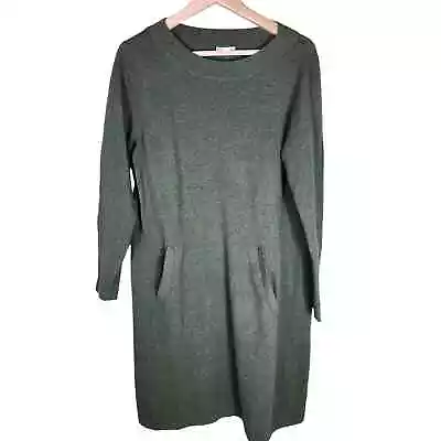 J. JILL Green Wool Knee Length Sweater Dress With Pockets Size Small • $26