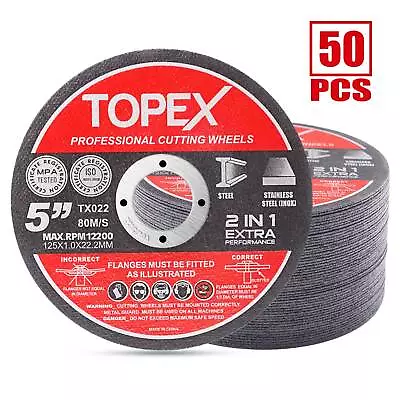 $39.50 • Buy 50-Piece 125mm 5  Professional Cutting Wheels Discs 2 In 1 Steel Inox Ultra Thin