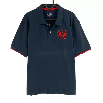 LA MARTINA Navy Blue Piquet Stretch Short Sleeves Polo Shirt Size XL • $33.46