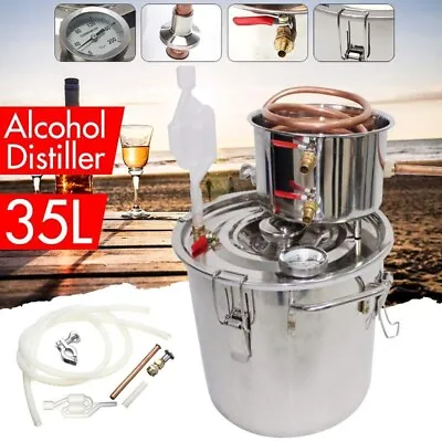 35L Distiller Alembic Moonshine Alcohol Water Wine Stainless Copper Brewing Kits • $169.99