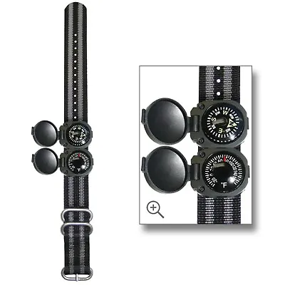 $27.99 • Buy Sun Company ArmArmour 3 Wrist Compass/ Thermometer - Gray/Black Striped Strap