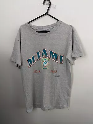 Vintage Miami Dolphins Shirt Mens Medium Grey Gray 90s NFL Made In USA • £21.88