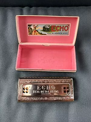 The Echo Harp Harmonica M Hohner Germany 54/64 M 2 C/G Bell Metal Reeds W Box • $44.99