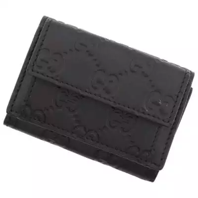 GUCCI Guccissima Compact Wallet Leather Black 547070 • $260