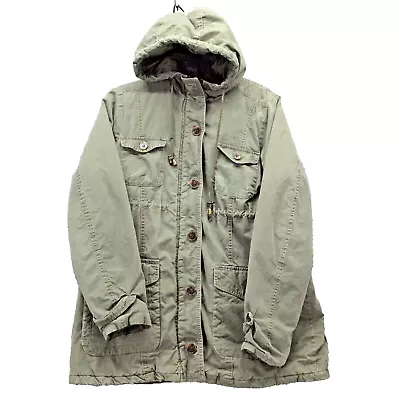 Motherhood Jacket Women's M Army Green Hood Padded Long Sleeve Pockets Casual • $24.99
