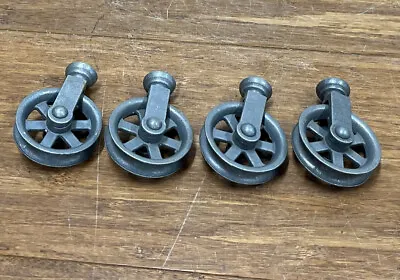 Decorative Industrial Style Pulley Wheels 1.5  Antiqued Nickel Finish - Set Of 4 • $35.95