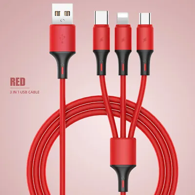 3 In 1 Charging USB Cable Charger Phone Type-C Micro IOS Multi Head ALL Phones • $4.97