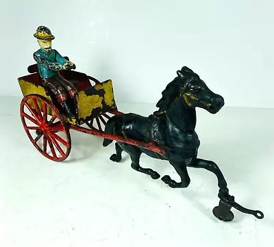 Vintage Pratt & Letchworth Cast Iron Horse Drawn Dog Cart - Hubley Kenton • $750