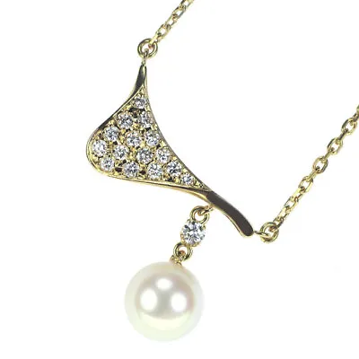 Mikimoto K18YG Akoya Pearl Diamond Pendant Necklace Diameter Approx 8.0 Mm D0.26 • $995