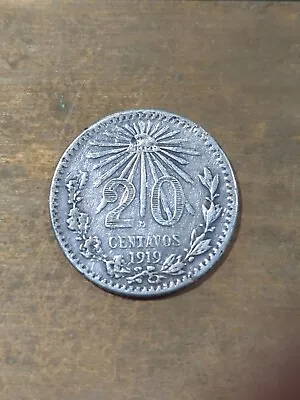 1919  Mo MEXICO 20 CENTAVOS ONE YEAR TYPE SILVER COIN KM#436 • $20