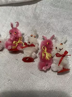 Vintage Chenille Easter Bunny Decorations / Lot Of 5 • $9.99