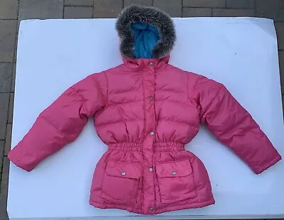 Hanna Andersson Pink Hooded Down Puffer Winter Snow Jacket Coat Sz 150 Us 12 • $25