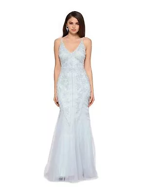 XSCAPE Womens Light Blue Spaghetti Strap Full-Length Mermaid Dress Juniors 8 • $33.99