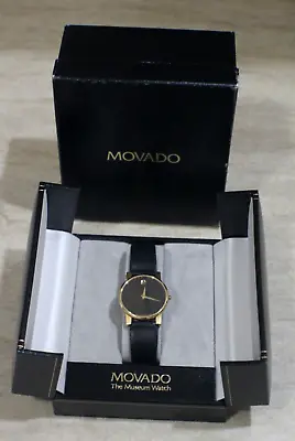 Super! MOVADO Museum Gold Plated Sapphire Crystal Quartz Watch 87.G4.875 • $190