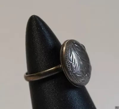 Vintage Sterling Silver Locket Ring Oval Etched Design Size 6.3 Keepsake • $40