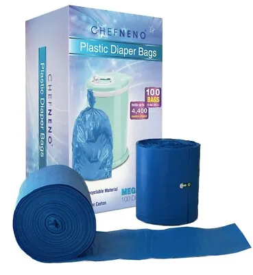 Diaper Pail Plastic Bags Compatible With Ubbi Pails 13 Gal Capacity (100 Count) • $19.99