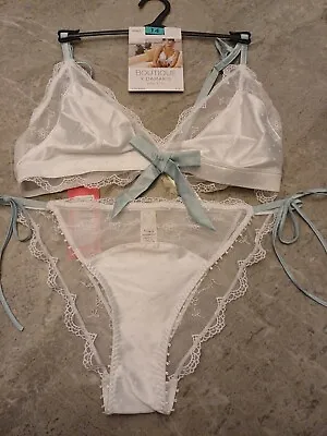 SET M&S BOUTIQUE Damaris Evaline NonWired Bralette  & Brazilian Knickers Size 14 • £15.29