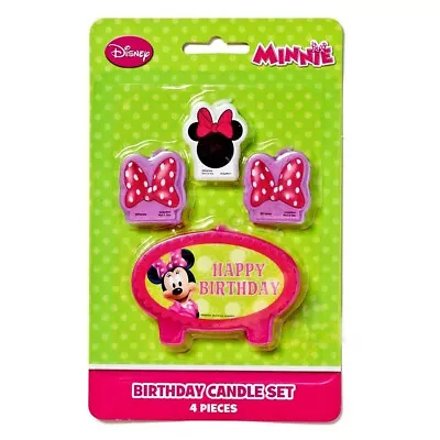 Minnie Mouse Happy Birthday Party Candle Set 4 Piece Themed Cake Topper Girls  • $5.51