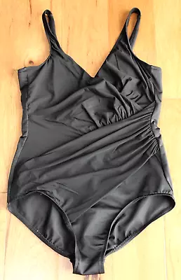 Miraclesuit BLACK SWIMSUIT Womens 16 Slimming One Piece Swim Suit Wrap Front • $39.95