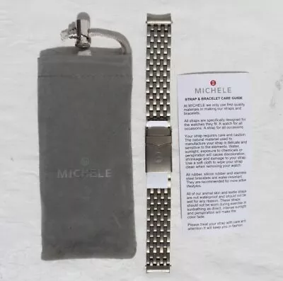 MICHELE Matte Gray Titanium 7-Link Woven Watch Strap Band 18mm Curved For CSX • $169.99