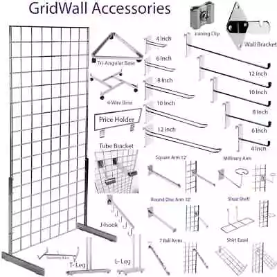 Gridwall Panel Grid Mesh Hooks Prongs Chrome Accessories  Shop Display Stand • £28.99