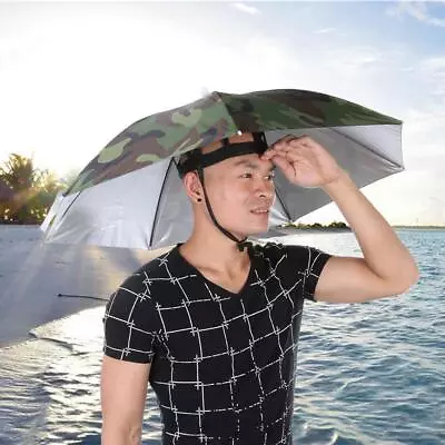 Umbrella Hat Foldable Outdoor Sun Shade Waterproof Camping Headwear Cap • $8.69