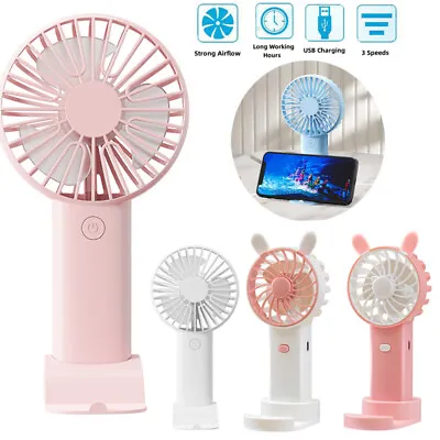 Portable Mini Hand-Held Small 3 Speed Cooler Cooling USB Rechargeable Desk Fan • £3.99