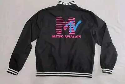 MTV Metro Aviation Stage Crew Windbreaker Jacket Full Zip Black Men's 2XL   • $38.95