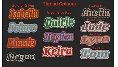 £4.75 • Buy Personalised Embroidered Name Patch Badge L1 Shiny Thread Iron On Or Sew