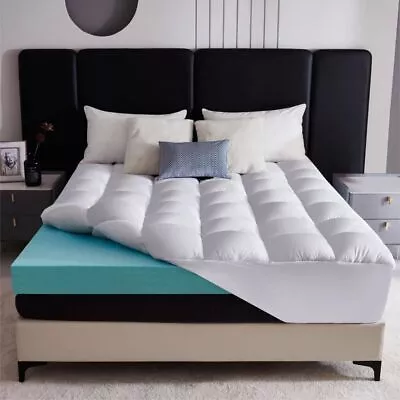 4 Inch Memory Foam Mattress Topper Luxury Soft Hotel Quality Microfiber Uk Sizes • £89.99