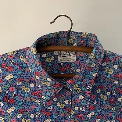 Brendella Liberty Blouse Lawn 12 Shirt Cotton Floral Print Ditsy Blue Short • £32
