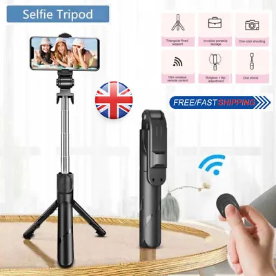 Tripod Selfie Stick Bluetooth Wireless Extendable Foldable For Samsung/ Iphone • £7.99